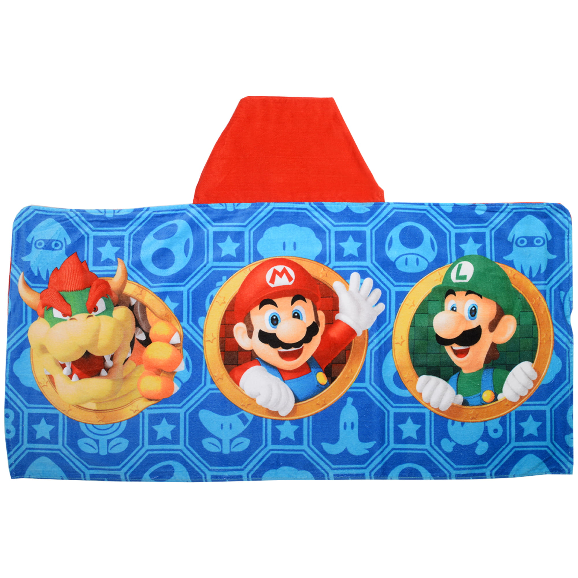 Beach or Swimming Pool Red Plumber Brother Mario Hooded Towel Kid/'s Hooded Towel Character Inspired Mario Towel for Bath