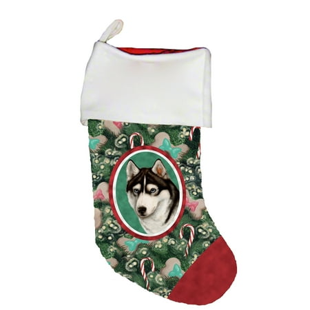 Siberian Husky Black/White Blue Eyes -  Best of Breed Dog Breed Christmas (Santa's Best Christmas Stockings)
