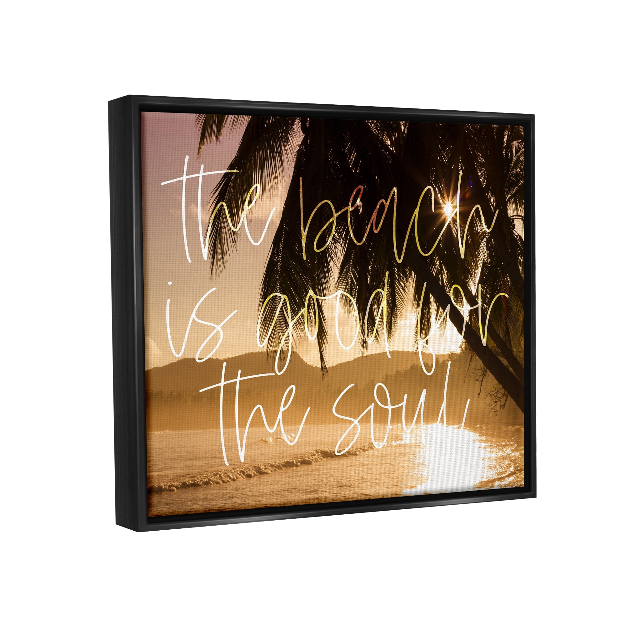 Stupell Beach Good For The Soul Tropical Sands Landscape Painting Black Floater Framed Art Print Wall Art