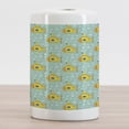 thumbnail image 2 of Yellow Submarine Ceramic Toothbrush Holder, Nautical Design Illustration of a Submarine and Bubbles, Decorative Versatile Countertop for Bathroom, 4.5" X 2.7", Seafoam and Earth Yellow, by Ambesonne, 2 of 4