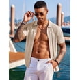 thumbnail image 2 of Polo de punto para hombre COOFANDY, manga corta, color albaricoque, talla L, 2 of 6