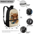 thumbnail image 3 of Jeiento Highland Cow Backpack for School Girls 5th/6th Grade Kids Boys School Bag Set 4Pcs Elementary School Bookbag with Lunch Box and Pencil Case Water Bottle Carrier Sunflower Schoolbag Beige, 3 of 7