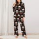 thumbnail image 2 of Balery Butterfly Skull Conjunto de Pijama con Estampado para Mujer, Conjunto de Dos Piezas con Manga Larga, Ropa de Dormir Suave con Bolsillos, Pijamas Cómodos-Small, 2 of 7