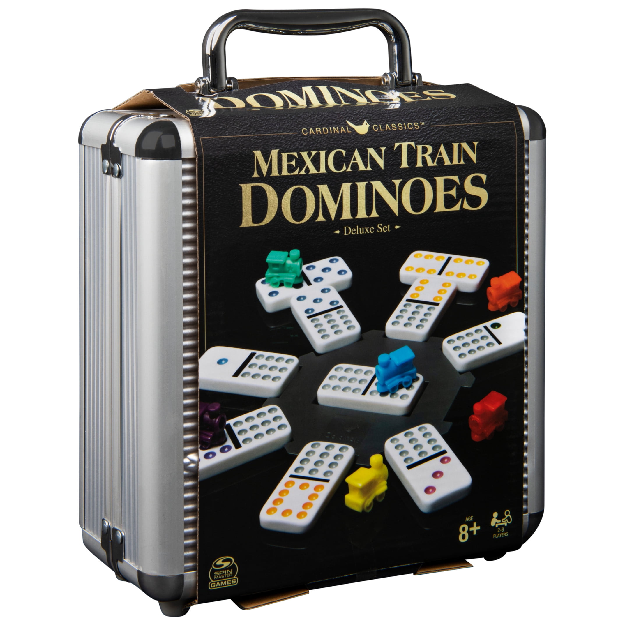 Mexican Train Domino Set With Aluminum Carry Case, for Families and Kids Ages 8 and up