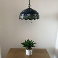 thumbnail image 4 of Tiffany Pendant Lights Fixture Blue Purple Stained Glass Tulips LED Bulb Included for Dining Room Hotel Restaurant Cafe 16"W*16"D*75"H, 4 of 6