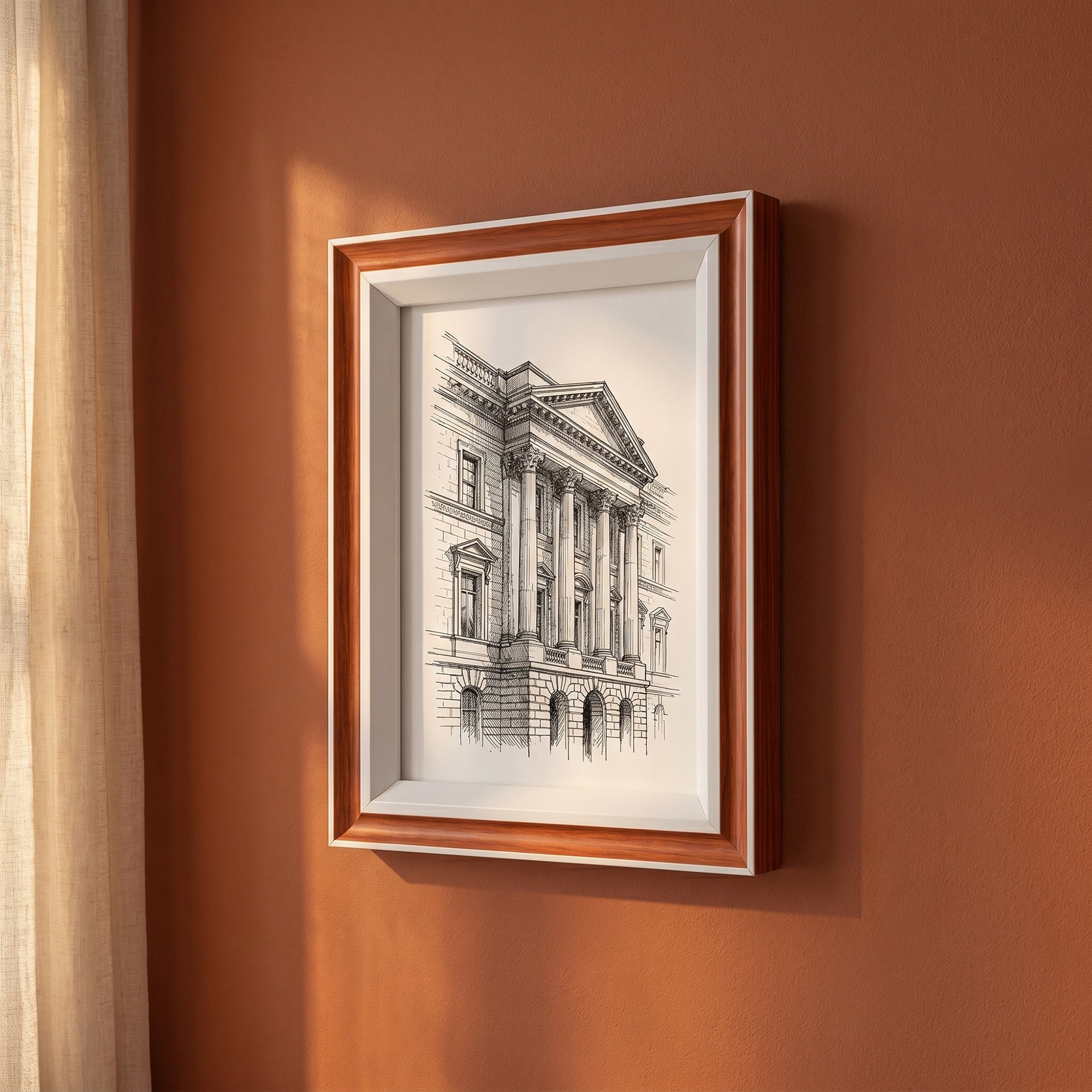Unique Bargains Classic MDF Wood Picture Frame for Wall Mounting Orange-Red 4" x 6"
