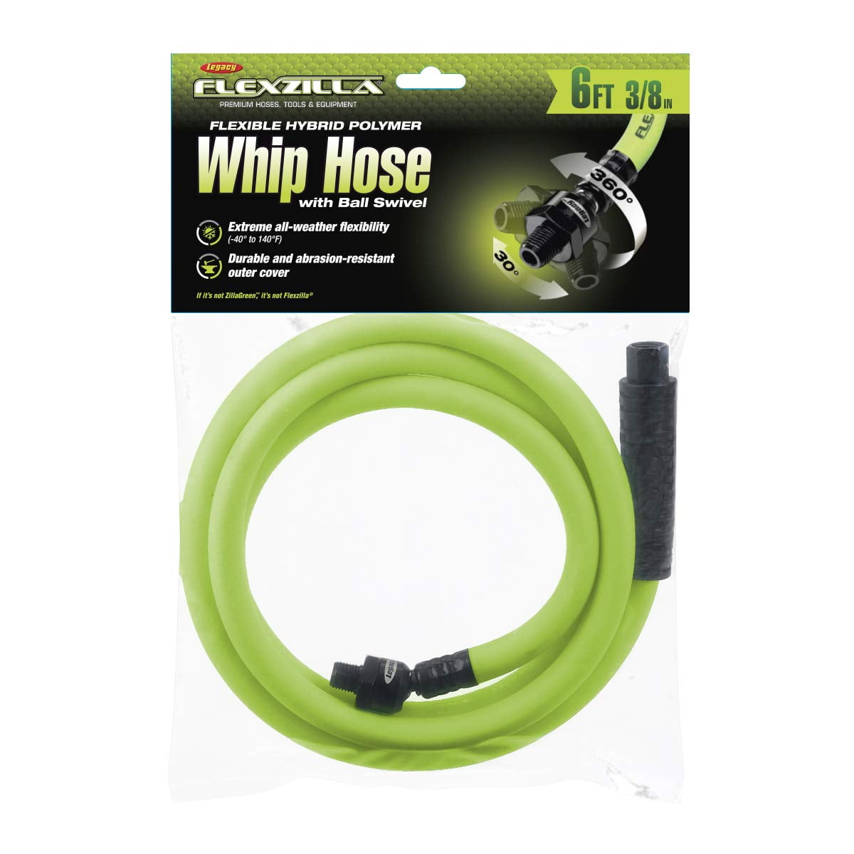 Thermoid 3/8 in x 6 ft Rubber Air Hose Whip w/ Twistlock and Brass Fittings USA 