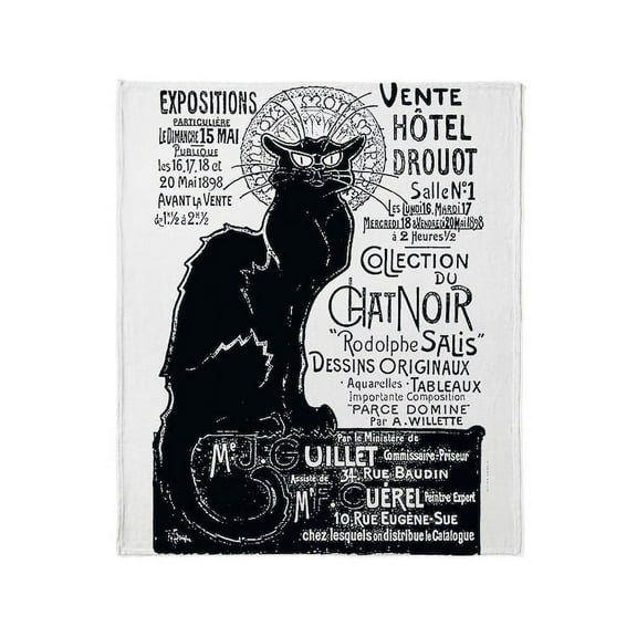 CafePress - Chat Noir Cat Throw Blanket - Soft Fleece Throw Blanket, 50"x60" for All Ages