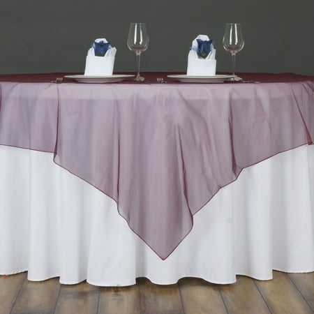 

BalsaCircle 60 x 60 Burgundy Sheer Organza Table Overlays Wedding Party Tablecloth