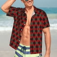thumbnail image 5 of Lsque Argyle Plaid pattern Hawaiian Shirt for Men, Unisex Summer Beach Casual Short Sleeve Button Down Shirts-Medium, 5 of 9