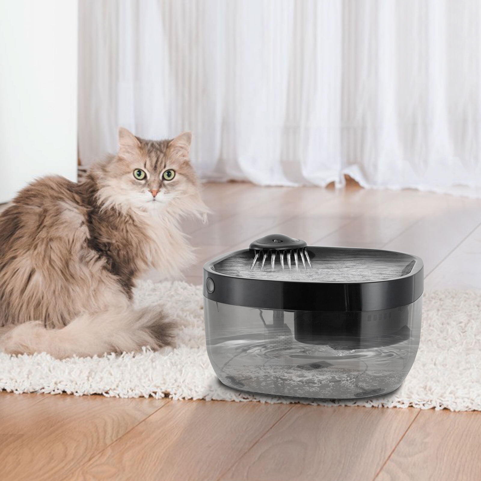 Modern Cat Water Fountain Pet Water Fountain Cat Drinking Fountain Black 7L Stainless Steel Pet Water Fountain for Cats Dogs with Motion Sensor