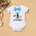 thumbnail image 6 of IBTOM CASTLE Baby Boy Half 1/2 Birthday Cake Smash Outfit Short Sleeve Bow Tie Romper + Diaper Cover Pants + Suspenders + Headband Leisure Clothes Set, 4-Piece, 6 of 11
