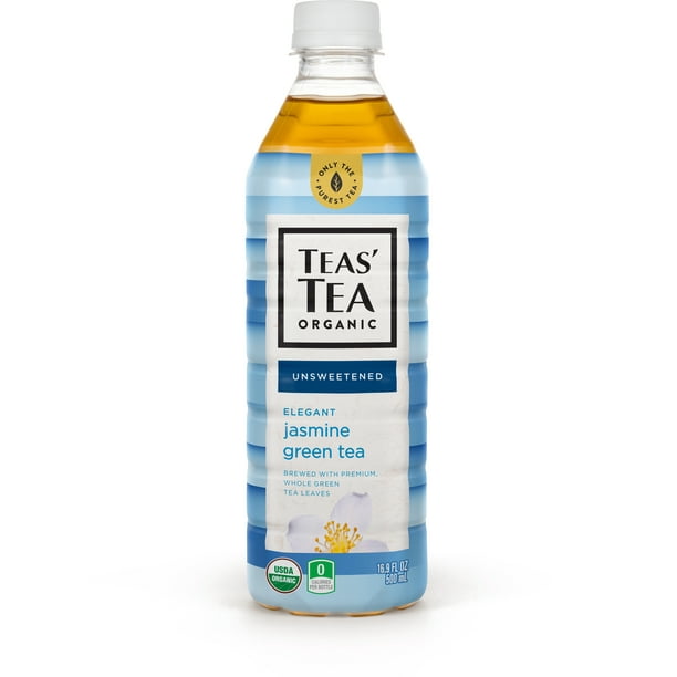Teas' Tea Unsweetened Jasmine Green Tea, 16.9 Ounce (Pack of 12), Organic, Zero Calories, No