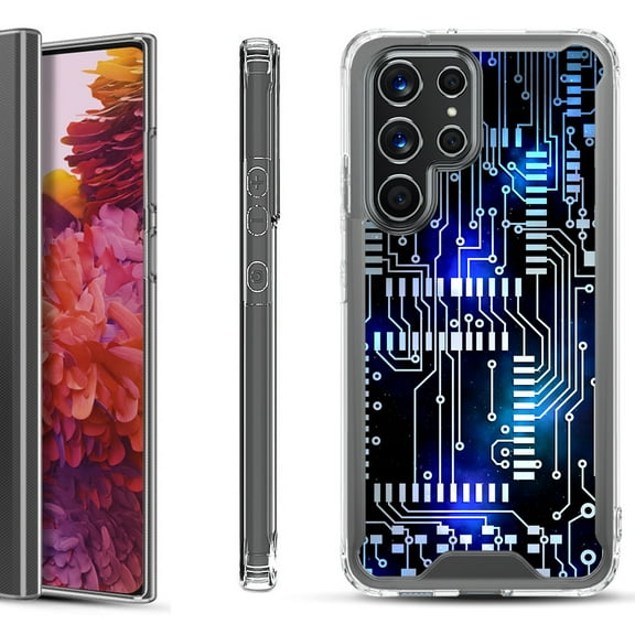 Shockproof Bumper Phone Case for Samsung Galaxy S22 Ultra 5G, by OneToughShield ® - Cosmos Circuit