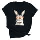 thumbnail image 1 of Pantalones Cortos para las Mujeres Sexy Pascua Moda Impresión Cuello Redondo Tee, Poliéster Ligero Casual Top para Primavera Verano Diario, Blusa de Suéter, 1 of 4
