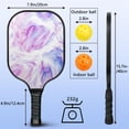 thumbnail image 3 of Pickleball Paddles Set Of 1, Fiberglass Surface, Liquid & Marble Print, 1 Paddles, 2 Balls & Bag, 3 of 5