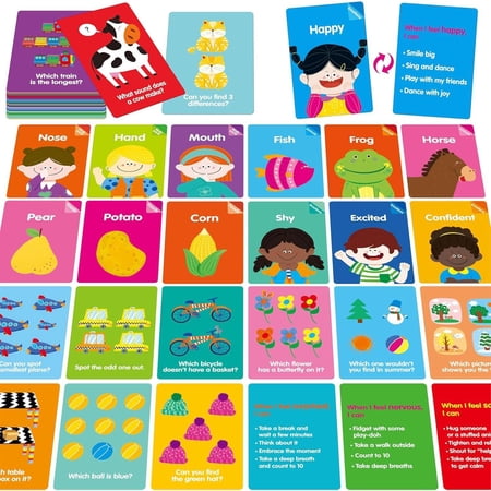 144 PCS Early Learning Flashcards Double-Sided Cards-Alphabet Numbers Foods Animals Shapes Colors Home Objects Speech Therapy Toys Learning Tool for Kindergarten Toddlers Preschool Activitie