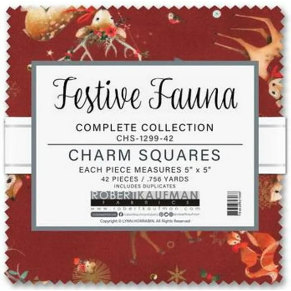 5" Charm Pack Squares - Festive Fauna Complete Collection Robert Kaufman Fabric Bundle Quilter's Cotton Precuts (CHS-1299-42) M532.55