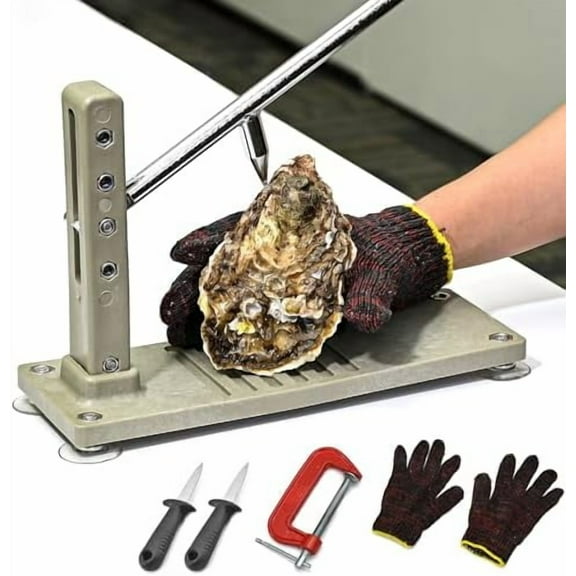 Oyster Shucker Tool Set, Oyster Clam Opener Machine, Stainless Steel, with 2 Knive & Gloves & G-clip
