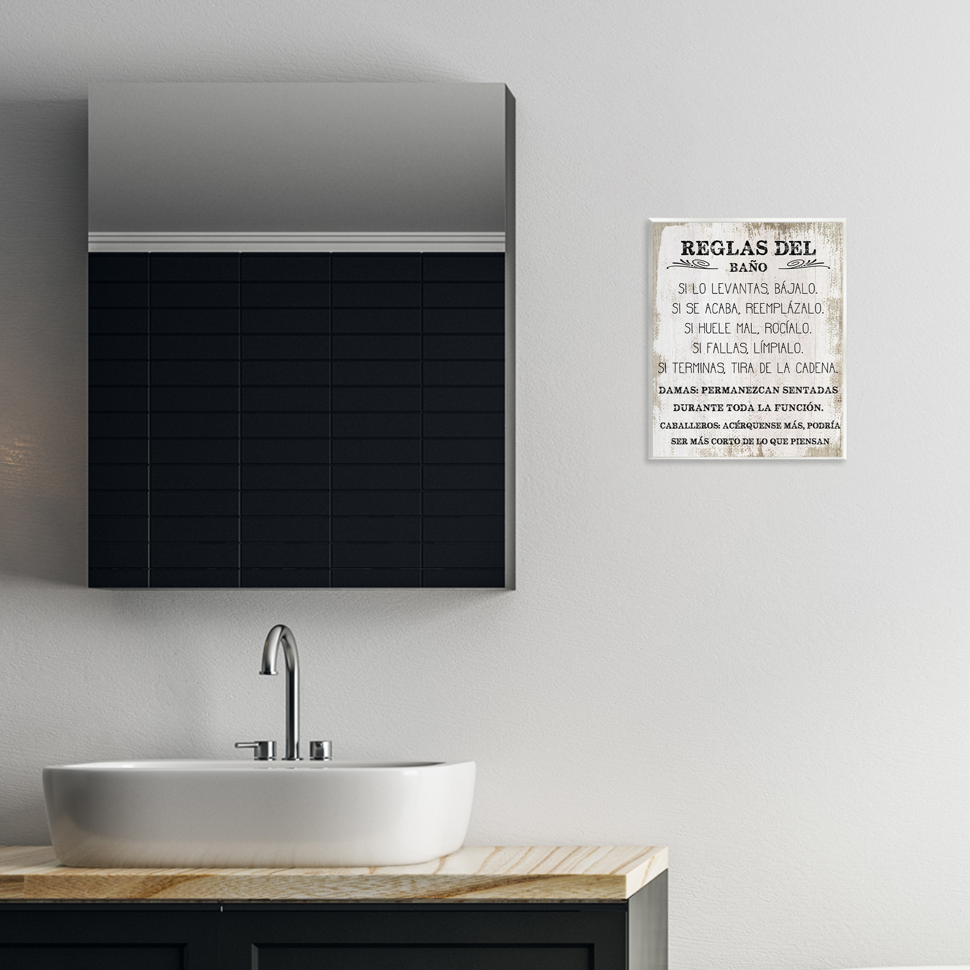 Stupell Industries Reglas Divertidas del Baño Bath & Laundry Painting Unframed Art Print Wall Art, 11 x 14