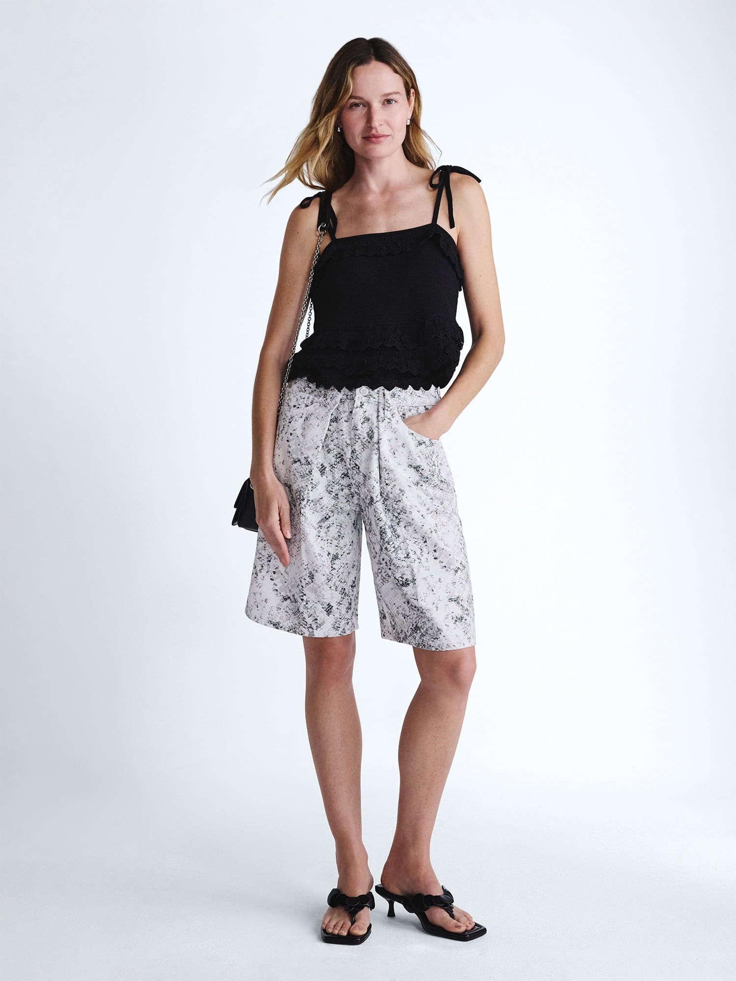 Scoop Women's Tie Ruffle Sweater Tank, Sizes XS-XXL