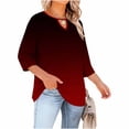 thumbnail image 4 of hotojiny Plue Size Tops for Women Short Sleeve Keyhole Neck Tee Summer Gradient Tshirts Oversized Loose Fit Tunic Blouses L-5XL, 4 of 7