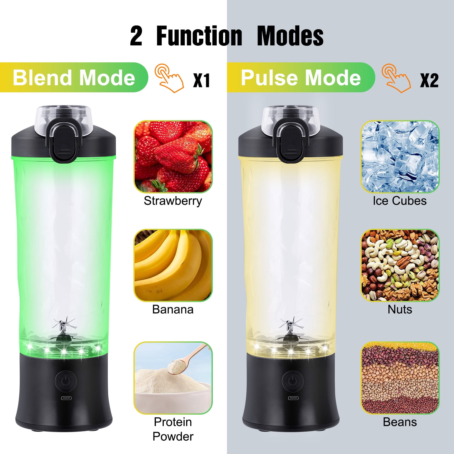 MOONORAH Portable Blender for Shakes and Smoothies, Personal Blender for Shakes with 21 Oz Travel Cup, Mini Personal Size Blender with 10 Blades and USB Rechargeable for Gym, Home and Outdoors, Black