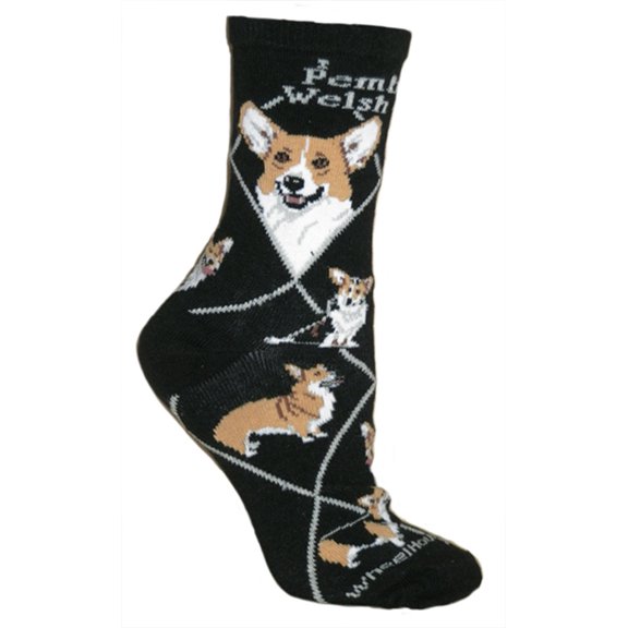 Pembroke Welsh Corgi Black Ladies Socks