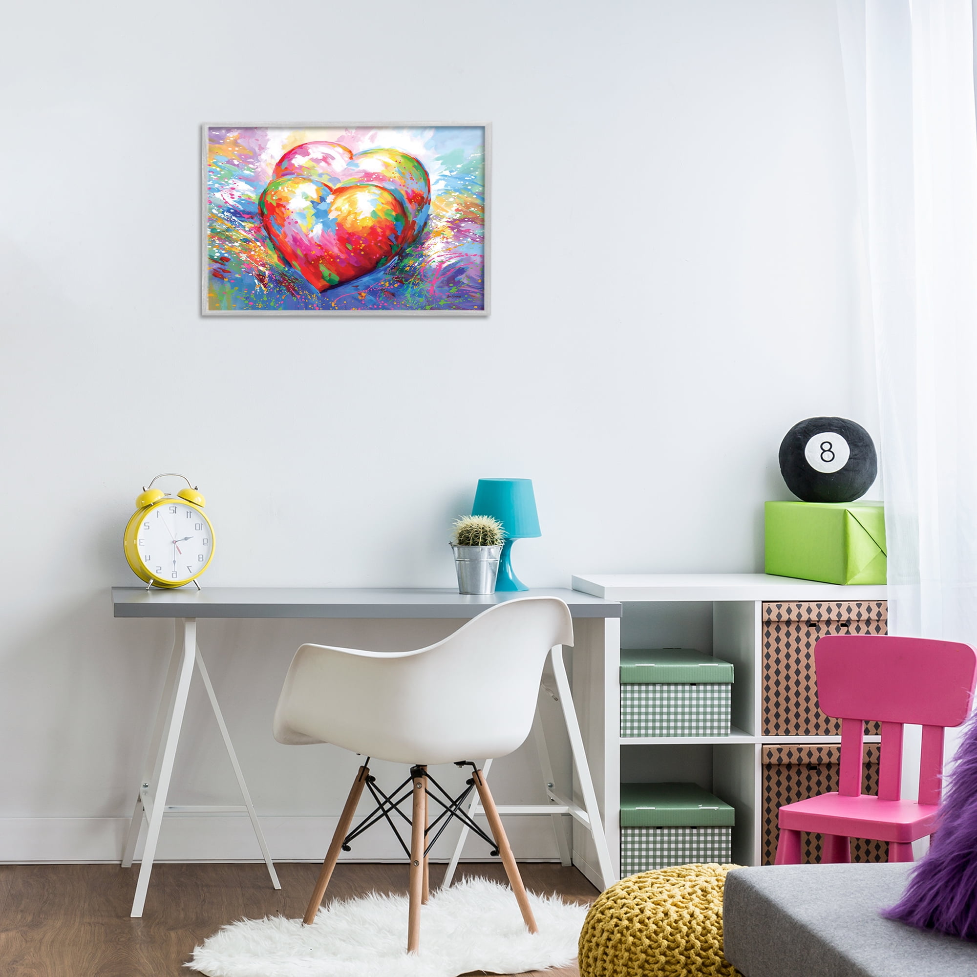 Stupell Industries Forever In My Heart Abstraction Abstract Painting Gray Framed Art Print Wall Art, 24 x 16