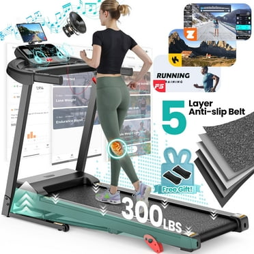 300 lbs Portable Folding Treadmill, 2.75 HP Foldable Compact Treadmill for Home Office, Walking Running Treadmill with LED Display for Exercise, Treadmill with Incline, 64 Programs