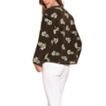 thumbnail image 3 of Chaqueta de forro polar Inspire Chic para mujer, abrigo de invierno cálido con estampado floral vintage, de manga larga, sin cuello, abrigo de piel sintética, marrón, 3 of 6