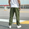 thumbnail image 7 of Men's Baggy Cargo Pants Casual Loose Fit Elastic Waist Cotton Twill Cargo Pants Army Green XXXL, 7 of 7