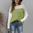 thumbnail image 6 of Womens Sweater Long Sleeve Round-Neck Solid Color Blouses Round-Neck Sweater Green L Sweater for Women, 6 of 6