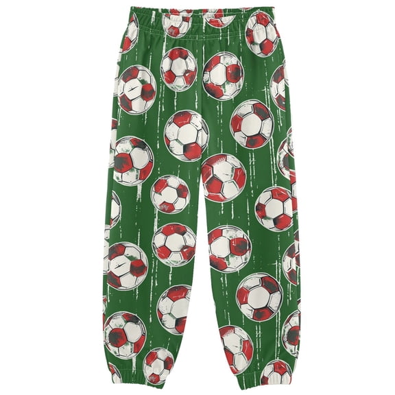 joogoo Football Soccer Ball on Green Boys' Sweatpants Jogger Pants 5-6Y