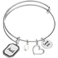 thumbnail image 5 of LeCalla 925 Sterling Silver Aunt Expandable Wire Multi-Charm Bangle Bracelet for Women, 5 of 7