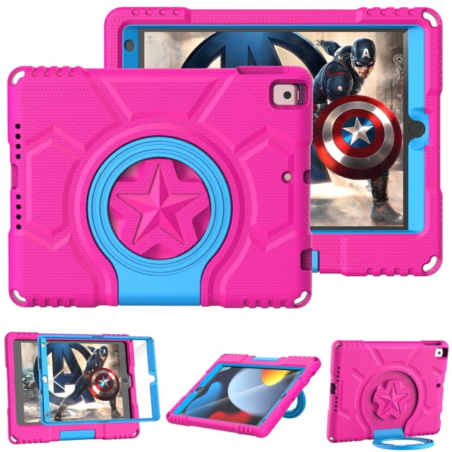 Funda DICEKOO Kids para iPad 10.2 de novena, octava y séptima generación con pantalla rosa