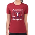 thumbnail image 4 of Women's G-III 4Her by Carl Banks Red Texas Rangers Super-Slim Fit Lightweight Collage Team Graphic Crew Neck T-Shirt, 4 of 5