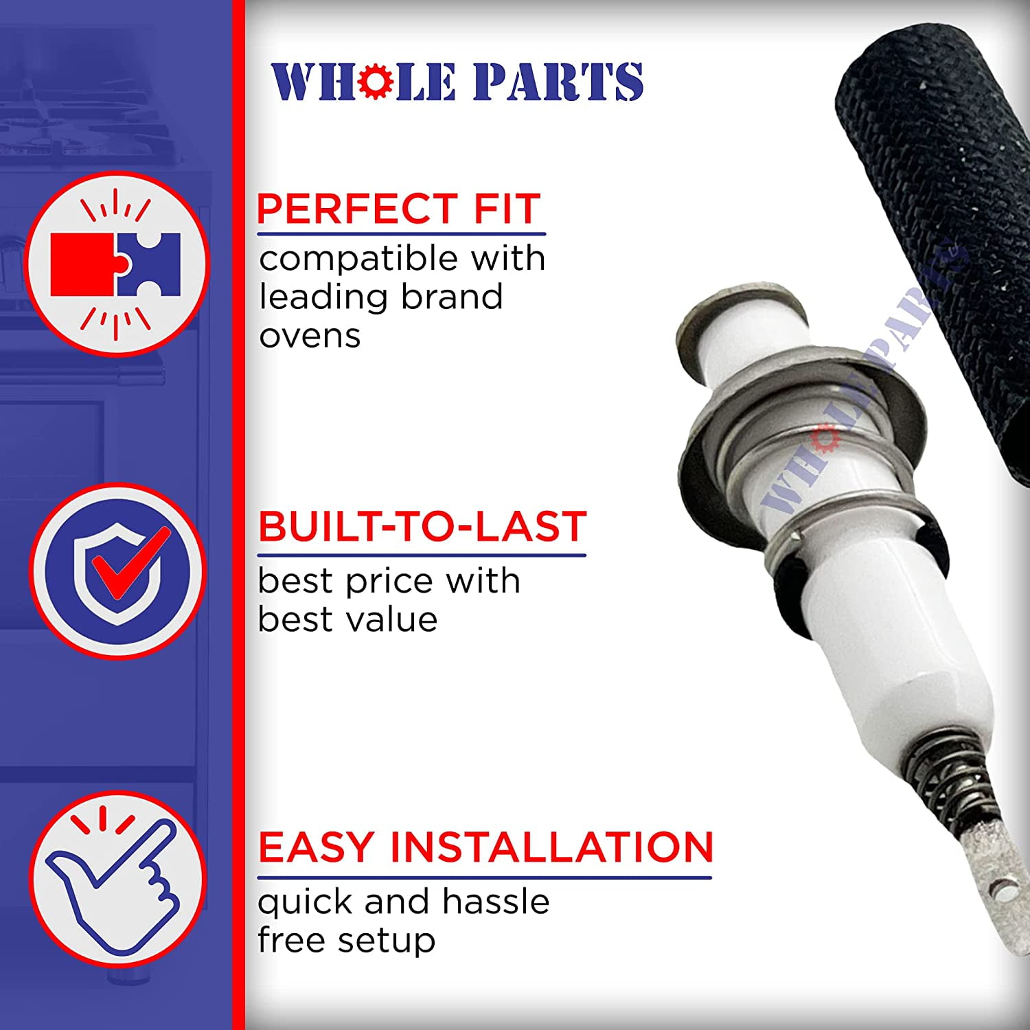 Whole Parts Range Surface Burner Igniter Part# 76482-001 - Replacement & Compatible With Some Dacor Ranges