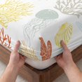 thumbnail image 3 of King Size Fitted Sheet Set - Orange Yellow Coastal 3 Piece Bedding Sets 16" Deep Pocket Fitted Sheet with 2 Pillowcases, Nautical Summer Beach Coral Sea Turtle Brushed Microfiber Hotel Bed Sheets, 3 of 9