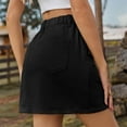 thumbnail image 4 of Ndbuld Women's Mini High Waisted Skirt Women's Denim Workwear Pocket Skirt Casual Drawstring Elastic Waist Short Skirt Summer Clearance,Black,S, 4 of 6