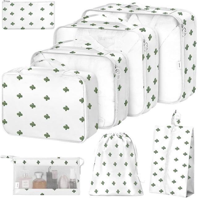 Cubos de Embalaje equipaje de Viaje Weavehouse, Juego de 8 Pzas, Organizadores de Embalaje equipaje de Equipaje con Bolsa para Zapatos y Bolsa de Artículos de Tocador