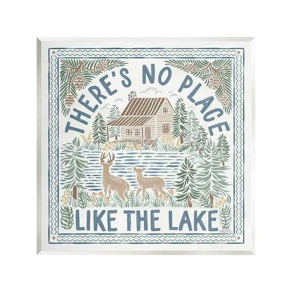 Stupell Industries No Place Like Lake Landscape Painting Unframed Art Print Wall Art, 12 x 12
