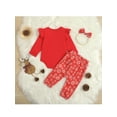thumbnail image 4 of Seyurigaoka Christmas Baby Girls Elk Print Fly Sleeve Playsuit + Trousers + Bow Headband, 4 of 9