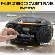 Philips Portable Boombox with CD and Cassette Player, MP3-CD, Adult, Single Piece, 1 Count, 1 Pack, Bass Boost, USB