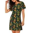 thumbnail image 2 of Balery Mask Tropical Flower Camisón de manga corta con cuello redondo para mujer, cómodo y elegante., 2 of 6