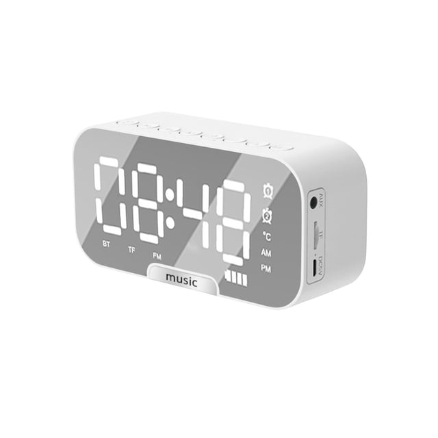 Altavoces Espejo Led Inalámbrico Bluetooth Reloj de Alarma Digital Reloj de Alarma de Pantalla Grande Altavoz Inalámbrico Subwoofer Reproductor de Música Soporta Bluetooth Altavoces Bluetooth con Subw