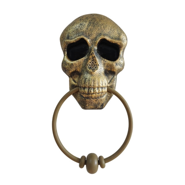 Inteprter Timbre de calavera de Halloween, interesante adorno de casa embrujada, diseño de escena DIY, decoración de terror, adornos para puerta, Kits de decoración para fiestas Dorado Inteprter HA068191-02B