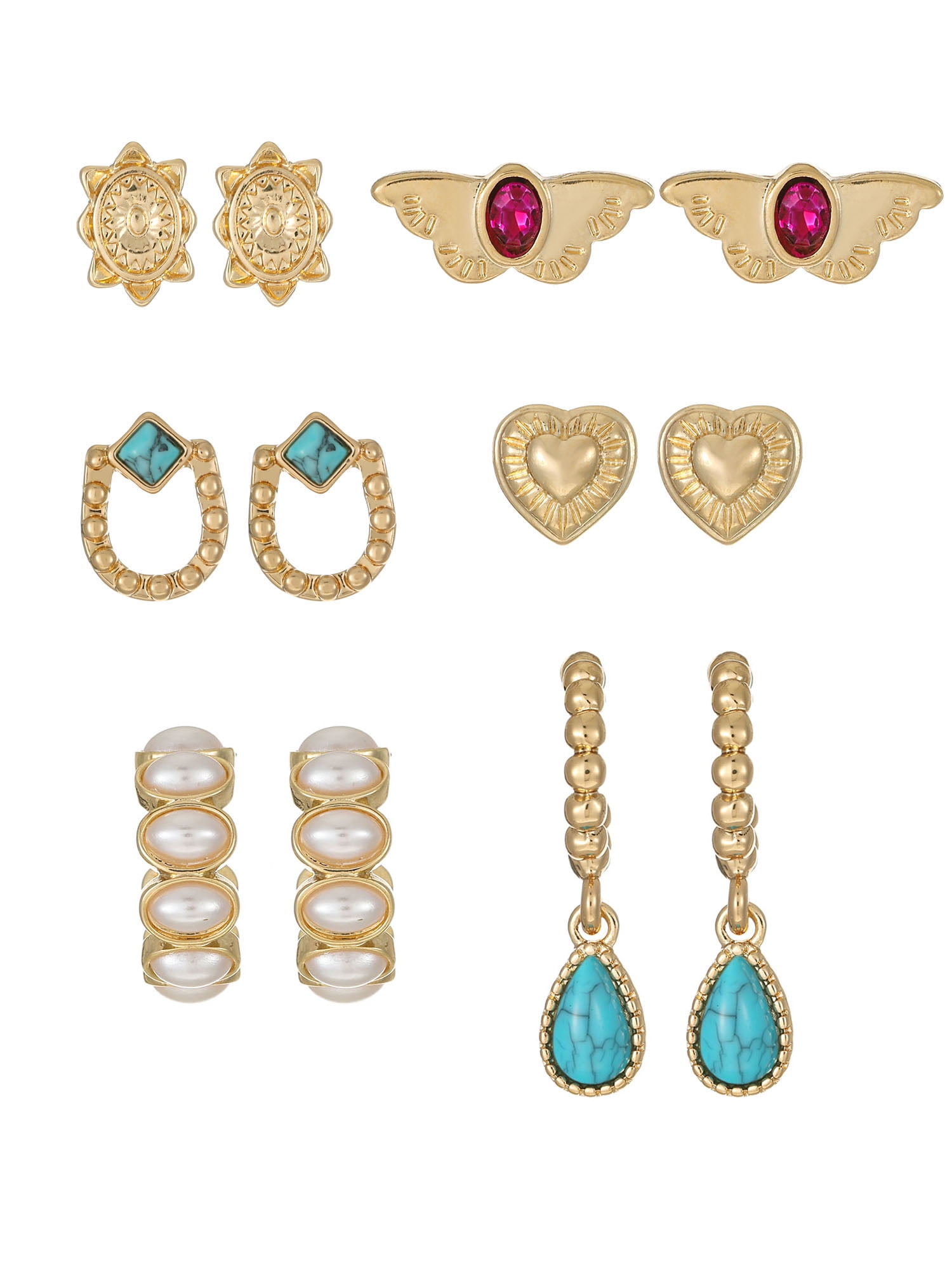 Packed Party Golden Glow 6-Piece Earring Set