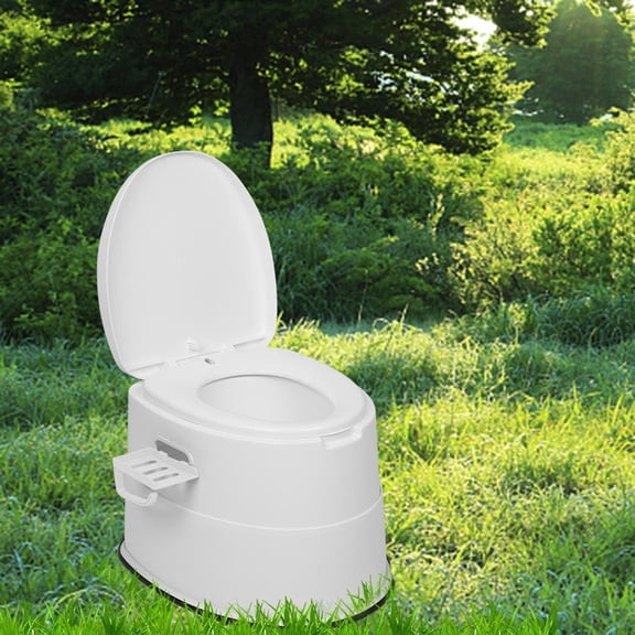 Highly Durable Grey Portable Toilet with Non-Slip Insert Ideal for Camping, Hiking, or Emergency Outdoor Needs
