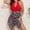 #695-Red, variant on Women's Two-Piece Bikini Set, Sexy Solid Color Open Back Swimsuit with Apron for Beach Vacation and Pool Party